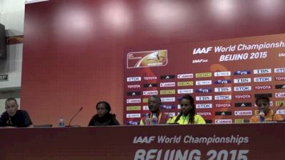Genzebe Dibaba, Faith Kipyegon, Sifan Hassan at 1500m press conference
