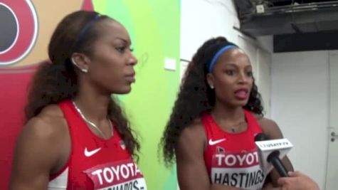 Natasha Hastings, Sanya Richards-Ross, Francena McCorory after silver in 4x4