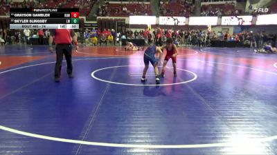 74 lbs 5th Place Match - Grayson Gambler, Riverton USA Wrestling vs Skyler Slingsby, Laurel Matburners