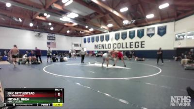 285 lbs 5th Place Match - Eric Mittlestead, CSU Bakersfield vs Michael Rhea, Menlo College