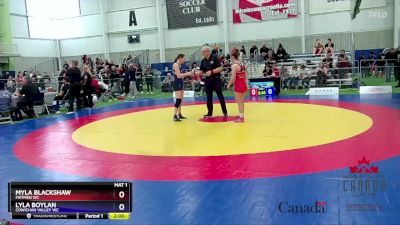 57kg Quarterfinal - Myla Blackshaw, Matmen WC vs Lyla Boylan, Cowichan Valley WC