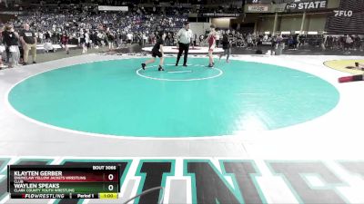 120 lbs Champ. Round 1 - Klayten Gerber, Enumclaw Yellow Jackets Wrestling Club vs Waylen Speaks, Clark County Youth Wrestling