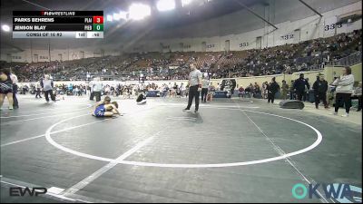 90 lbs Consi Of 16 #2 - Parks Behrens, Plainview Youth Wrestling Club vs Jenson Blay, Piedmont