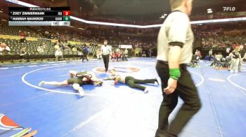 120 Class 2 lbs Cons. Round 1 - Zoey Zimmermann, Fox vs Hannah Maskrod, Ozark