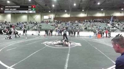 90 lbs 5th Place - Lincoln Burgess, Gold Rush Wrestling vs Grey Salamy, West Valley Junior Eagles