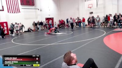 114 lbs Cons. Semi - Carlos Diaz, Southport Wrestling Club vs Masen Byrns, South Gibson