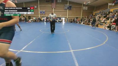197 lbs Cons. Round 2 - Brit Sorenson, UT Tech vs Juan Carlos Escutia, Menlo