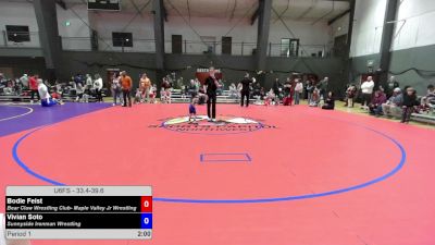 33.4-39.6 lbs Champ. Round 1 - Bodie Feist, Bear Claw Wrestling Club- Maple Valley Jr Wrestling vs Vivian Soto, Sunnyside Ironman Wrestling