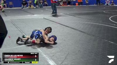 40 lbs Semifinal - Maverick Wilkey, Team Haysville vs Owen De Los Reyes, Kansas Young Guns