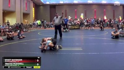 55 lbs Quarterfinals (8 Team) - Wyatt Baysinger, MO Outlaws Gold vs Tristan McDowell, MO Outlaws Black