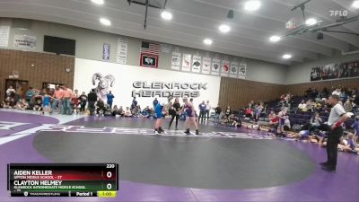 220 lbs Round 3 (6 Team) - Clayton Helmey, Glenrock Intermediate Middle School vs Aiden Keller, Upton Middle School