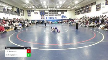 106 lbs Final - Kylan Berry, Marshwood vs Dominic Simpson, Belfast High School