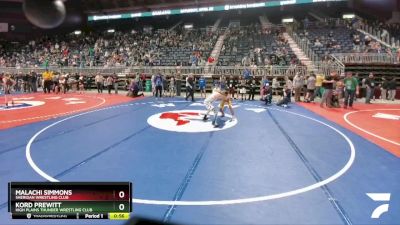 87 lbs Quarterfinal - Malachi Simmons, Sheridan Wrestling Club vs Kord Prewitt, High Plains Thunder Wrestling Club