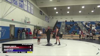 207 lbs 1st Place Match - Renaeh Ureste, University Nevada Las Vegas vs Raven Ross, Cerritos College