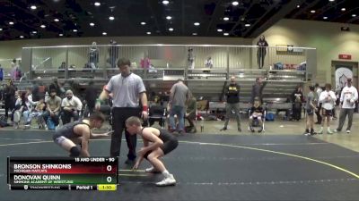 90 lbs Cons. Semi - Donovan Quinn, Simmons Academy Of Wrestling vs Bronson Shinkonis, Michigan Matcats