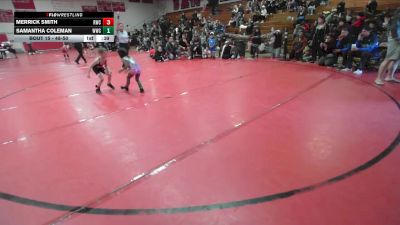 48-50 lbs Round 2 - Merrick Smith, Ridgecrest Wrestling Club vs Samantha Coleman, Wrightwood Wrestling Club
