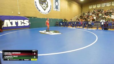 120 lbs Champ. Round 2 - Cadence Cruz, Golden Valley vs Araceli Zeferino, Santa Maria