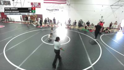 43 lbs Round 2 - Hazel Grimley, Cal Grapplers Wrestling Club vs Atticus DeVault, 951 WC
