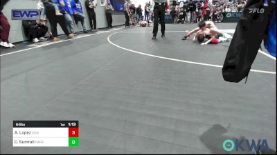 64 lbs Quarterfinal - Adrien Lopez, Clinton Youth Wrestling vs Colten Sumrall, Harrah Little League Wrestling