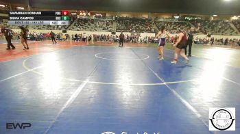143 lbs Consi Of 8 #1 - Savannah Bonham, Perry Girls Wrestling Club vs Silvia Campos, Bristow