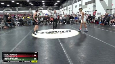 119 lbs Semis & 1st Wrestleback (8 Team) - Beau Heniser, Indiana Outlaws vs Nate Newman, West Shore Wrestling Club