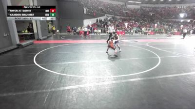 87 lbs Cons. Round 2 - Owen Attebury, Marshfield vs Camden Brahmer, Glenwood City