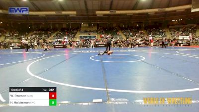 40 lbs Consi Of 4 - Waylon Pearson, Barnsdall Youth Wrestling vs Hudson Holderman, Keystone Wrestling Club