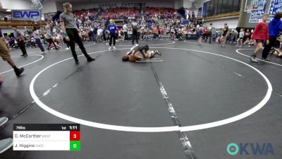 76 lbs Semifinal - Daxon McCarther, Weatherford Youth Wrestling vs Jaxon Higgins, Choctaw Ironman