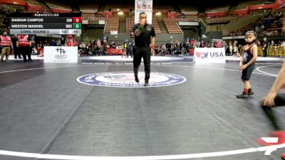 Intermediate Boys - 53 lbs Cons. Round 2 - Damian Campos, Spring Hills Wrestling vs Weston Manuel, Wrightwood Wrestling Club