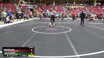 40 lbs Quarterfinal - Canyon Lies, Bluestem Wrestling Club vs Lucas Dugan, Carroll Wrestling Club