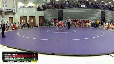 144 lbs Placement Matches (8 Team) - Logan Haney, Crown Point vs Matthew Schroeder, Evansville Mater Dei