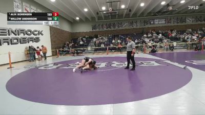 155 lbs Quarterfinal - Alix Sorensen, Thermopolis vs Willow Anderson, Tongue River