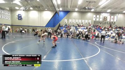 76 lbs Cons. Round 5 - Samuel Emmett, Uintah Jr High Wrestling vs Bryan Mecham, Cougars Wrestling Club