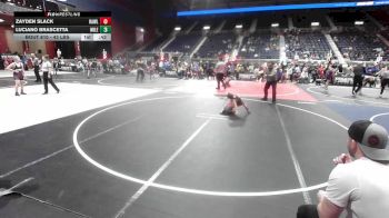 43 lbs Quarterfinal - Zayden Slack, Rawlins WC vs Luciano Brascetta, Mile High WC