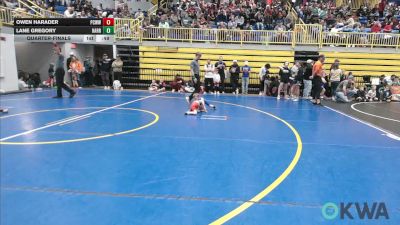 37 lbs Quarterfinal - Owen Harader, Ponca City Wildcat Wrestling vs Lane Gregory, Harrah