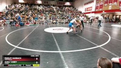 130 lbs Cons. Semi - Karly Sabey, Lyman vs Paisley Harbach, Star Valley