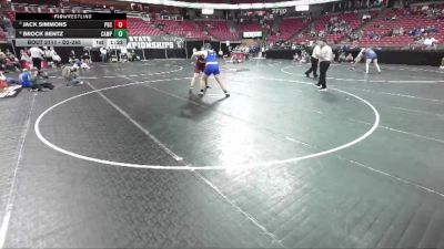 D2-285 lbs Quarterfinal - Jack Simmons, Prairie Du Chien vs Brock Bentz, Campbellsport