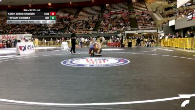 Junior Boys - 157 lbs Champ. Round 2 - Keith Christianson, Ukiah High School Wrestling vs Wyatt Corriea, Liberty Ranch High School Wrestling