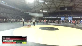 77 lbs Champ. Round 2 - Tim McCoy, Hoquiam Jr. Grizzly Wrestling Club vs Samuel Lowry, South Kitsap Wrestling Club