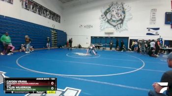 100 lbs Round 1 - Tyler Wilkerson, North Big Horn Rams Wrestling vs Cayden Vrana, Moorcroft Mat Masters Wrestling Club