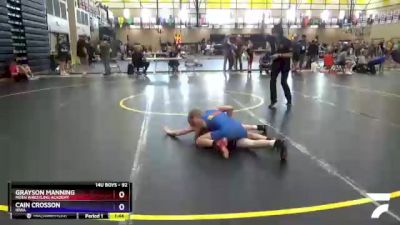 92 lbs Round 2 - Grayson Manning, Moen Wrestling Academy vs Cain Crosson, Iowa
