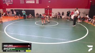 120 lbs Round 6 (8 Team) - Grace Romans, Best Trained vs Jacey Price, Cypress Wrestling Club