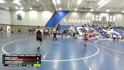 115 lbs Semifinal - Timmy Valeti, Champions Wrestling Club vs Maddix Anderson, Wasatch Wrestling Club