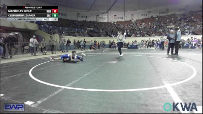 74 lbs Quarterfinal - Mackinley Wolf, Wolfpak Wrestling vs Clementina Zapata, OKC Saints Wrestling