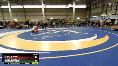 90 lbs Cons. Round 5 - Ryder Zickgraf, Meridian Middle School vs Korbyn Shaw, Declo Jr High