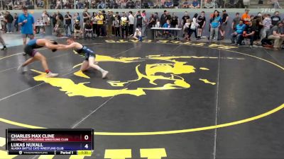 130 lbs Semifinal - Charles Max Cline, Dillingham Wolverine Wrestling Club vs Lukas Nuxall, Alaska Battle Cats Wrestling Club