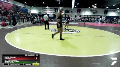 157 lbs Cons. Round 1 - Jude Quaal, Workman vs Izaac Esparza, Paloma Valley