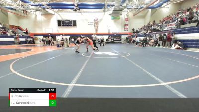 110 lbs Cons. Semi - Jayden Kurowski, Romeoville (H.S.) vs Phoenix Criss, Springfield (H.S.)