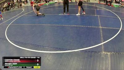 110 lbs Cons. Round 2 - Canyon Crane, North Sevier Wolf Pack vs Paysen Deim, Wasatch WC