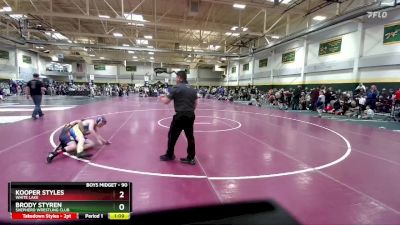 90 lbs Quarterfinal - Brody Styren, Shepherd Wrestling Club vs Kooper Styles, White Lake